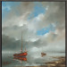 Het laatste licht van de dag op het wad